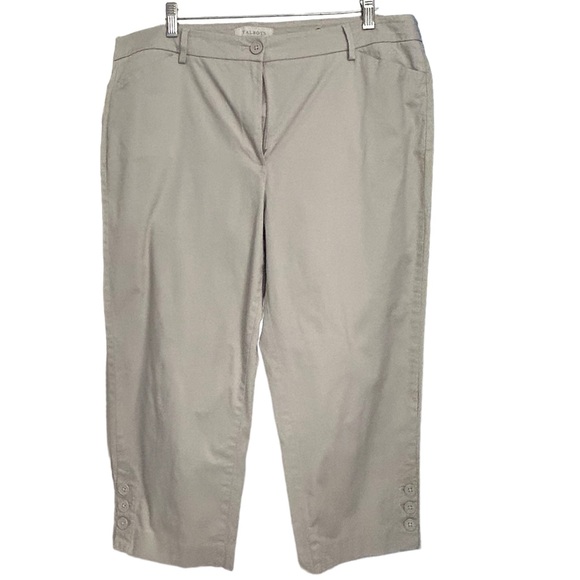 Talbots Khaki Perfect Skimmers with Leg Button Detail Size 16 - Picture 4 of 15